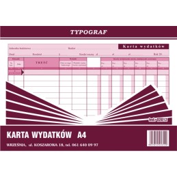KARTA WYDATKÓW A4 TYPOGRAF...