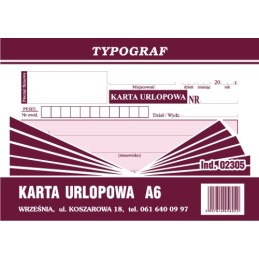 KARTA URLOPOWA A6 TYPOGRAF...