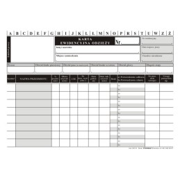 KARTA EWIDENCYJNA ODZIEŻY...