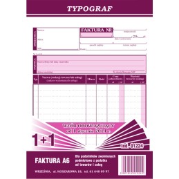 FAKTURA A6 1+1 BEZ VAT...