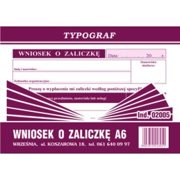 WNIOSEK O ZALICZKĘ A6...