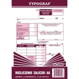 ROZLICZENIE ZALICZKI A6...