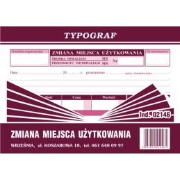 ZMIANA MIEJSCA UŻYTKOWANIA...